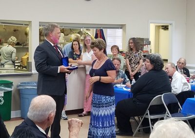 Master Glen West presenting Lynn Morris with the "Lodge Sweetheart" Award.