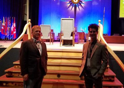 Glen West and Evan Strand at the California Masonic Memorial Temple.
